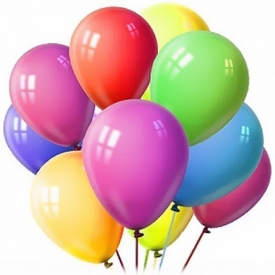 11 spalvotų helio balionų
