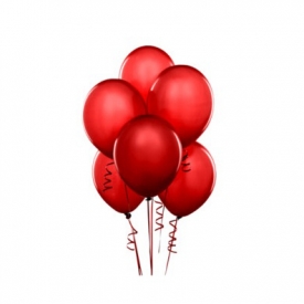 7 raudoni helio balionai